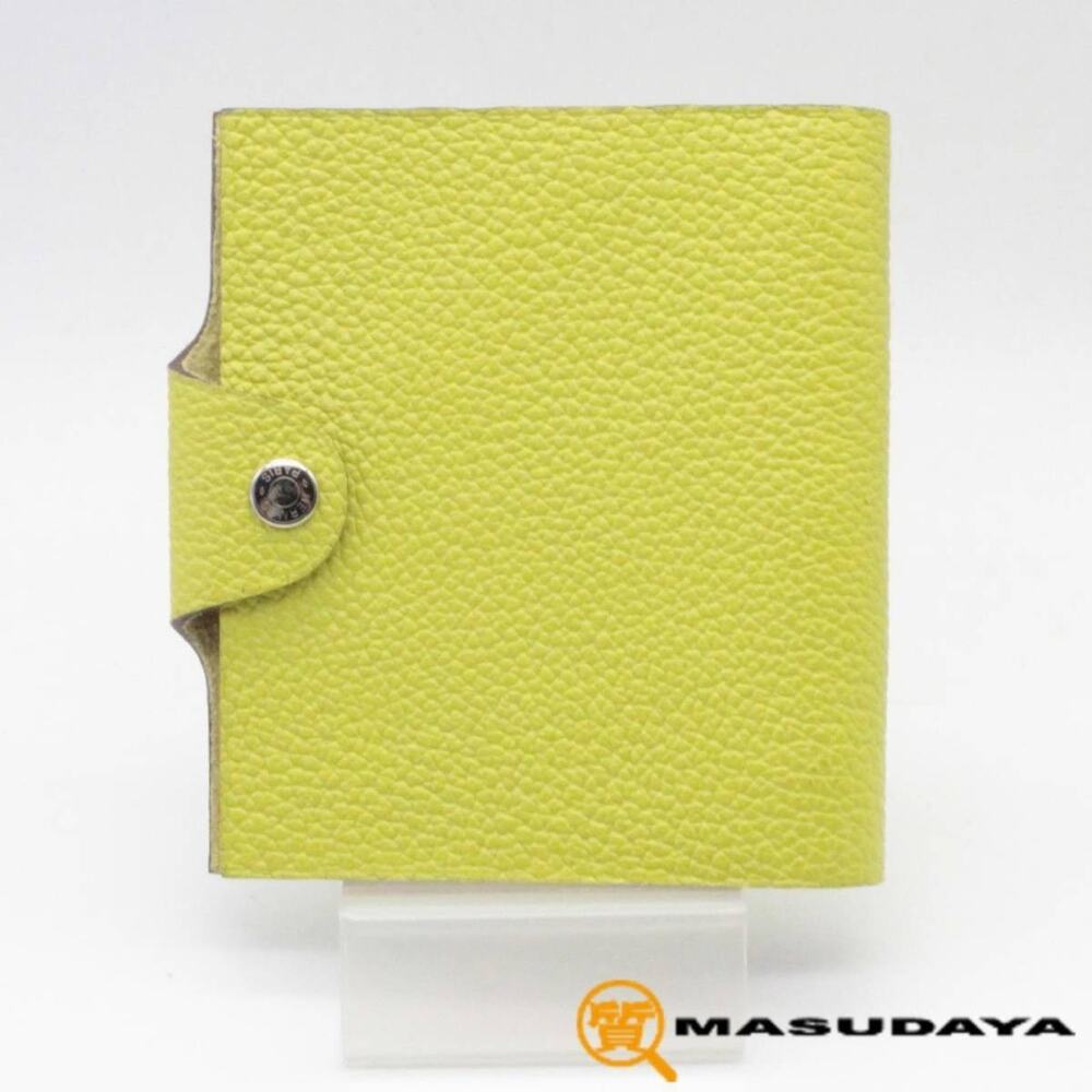 HERMES Ulysse Mini Notebook Cover Bright Yellow Leather Used